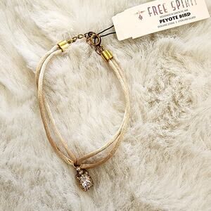 NEW Peyote Bird Free Spirit Gold Charm Corded Bracelet with Pendant